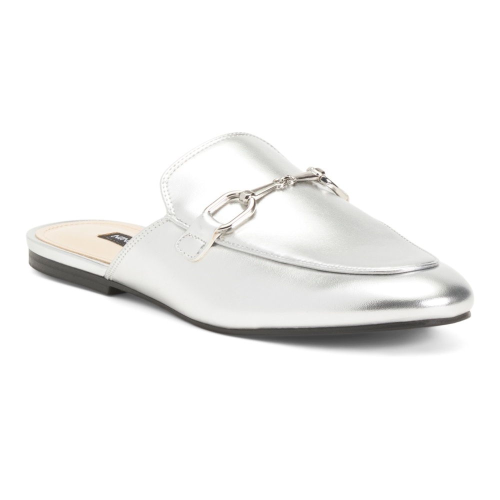 Nine West Bhalya Silver Loafer Mules SIZE 10